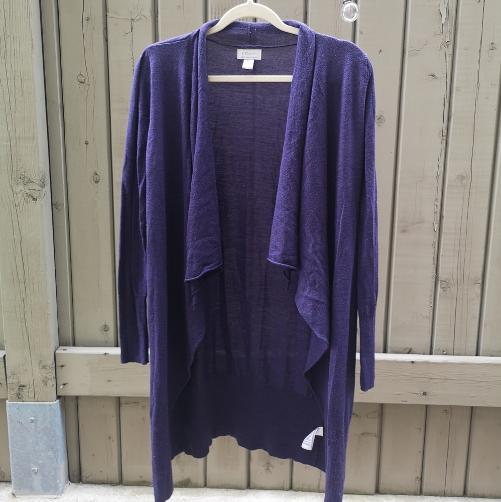 Long waterfall cardigan, Kenar, merino wool, size L